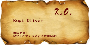 Kupi Olivér névjegykártya